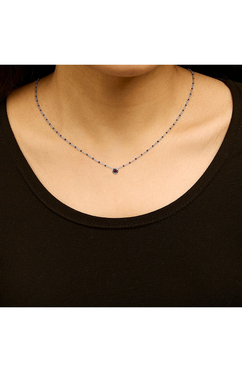 Haus of Brilliance Sterling Silver Rhodolite Enamel Bead Chain Necklace, Alternate, color, Silver