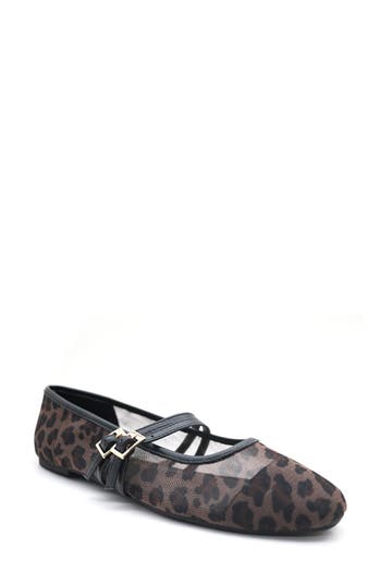 Reaction Kenneth Cole Malibu Mary Jane Flat In Leopard Mesh