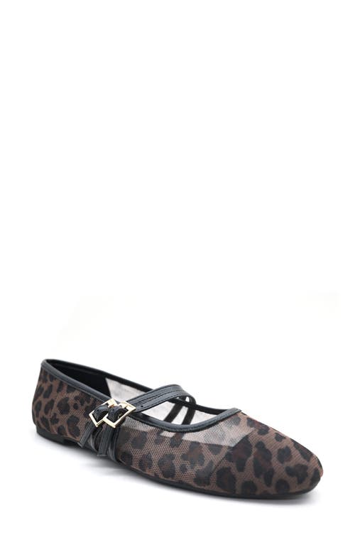 Kenneth Cole Mackenzie Mary Jane Flat In Leopard Mesh