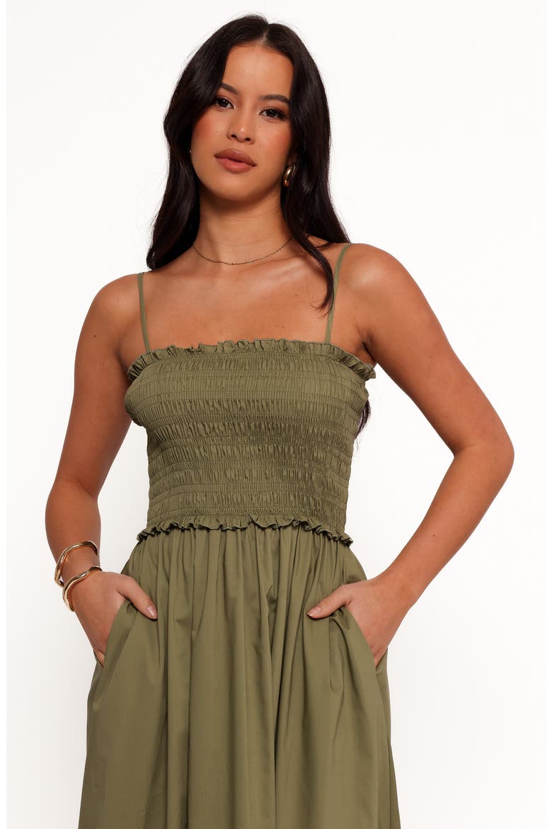 Nigella Ruffle Smocked Bodice Maxi Dress, Alternate, color, OLIVE GREEN