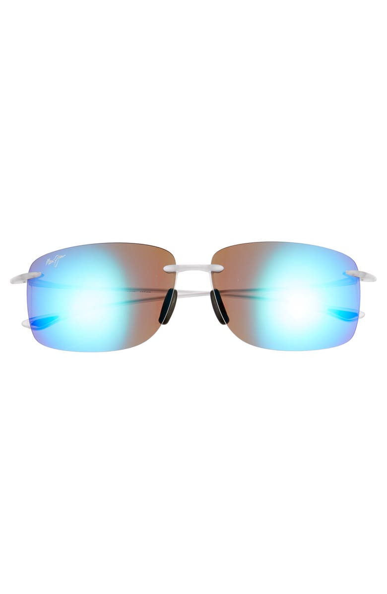 Maui Jim Hema 62mm Polarized Rectangular Sunglasses, Alternate, color, Matte Crystal