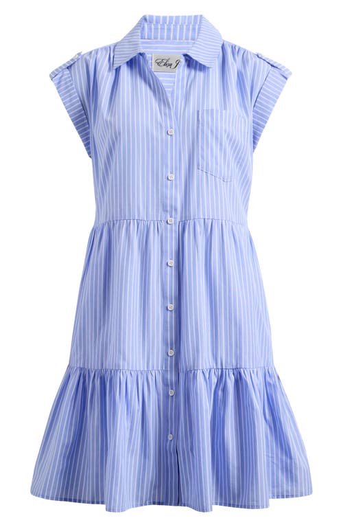 Eliza J Stripe Tiered Cotton Blend Shirtdress