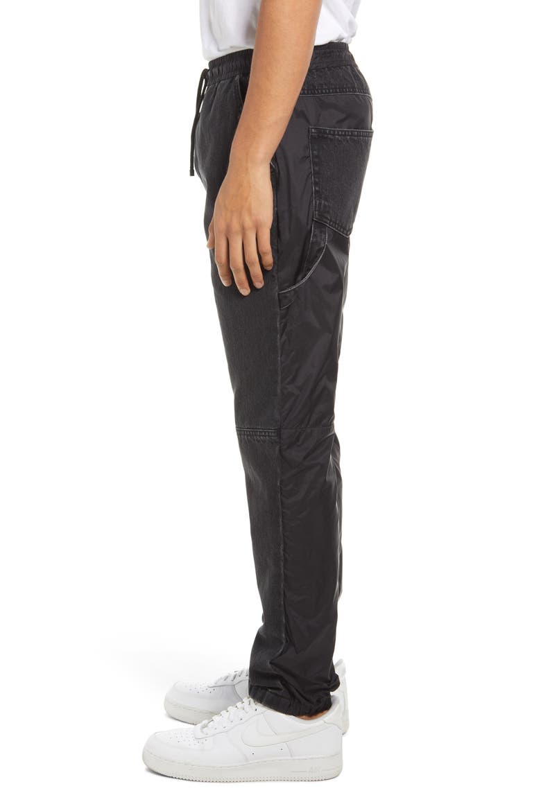 Denim & Nylon Joggers, Alternate, color, BLACK WASHED