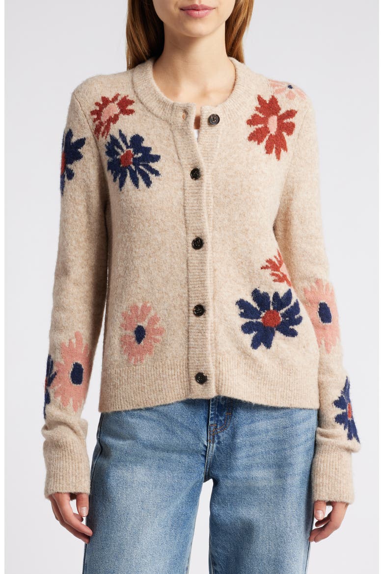 Millie Floral Intarsia Cardigan, Alternate, color, MAUVE MEADOW