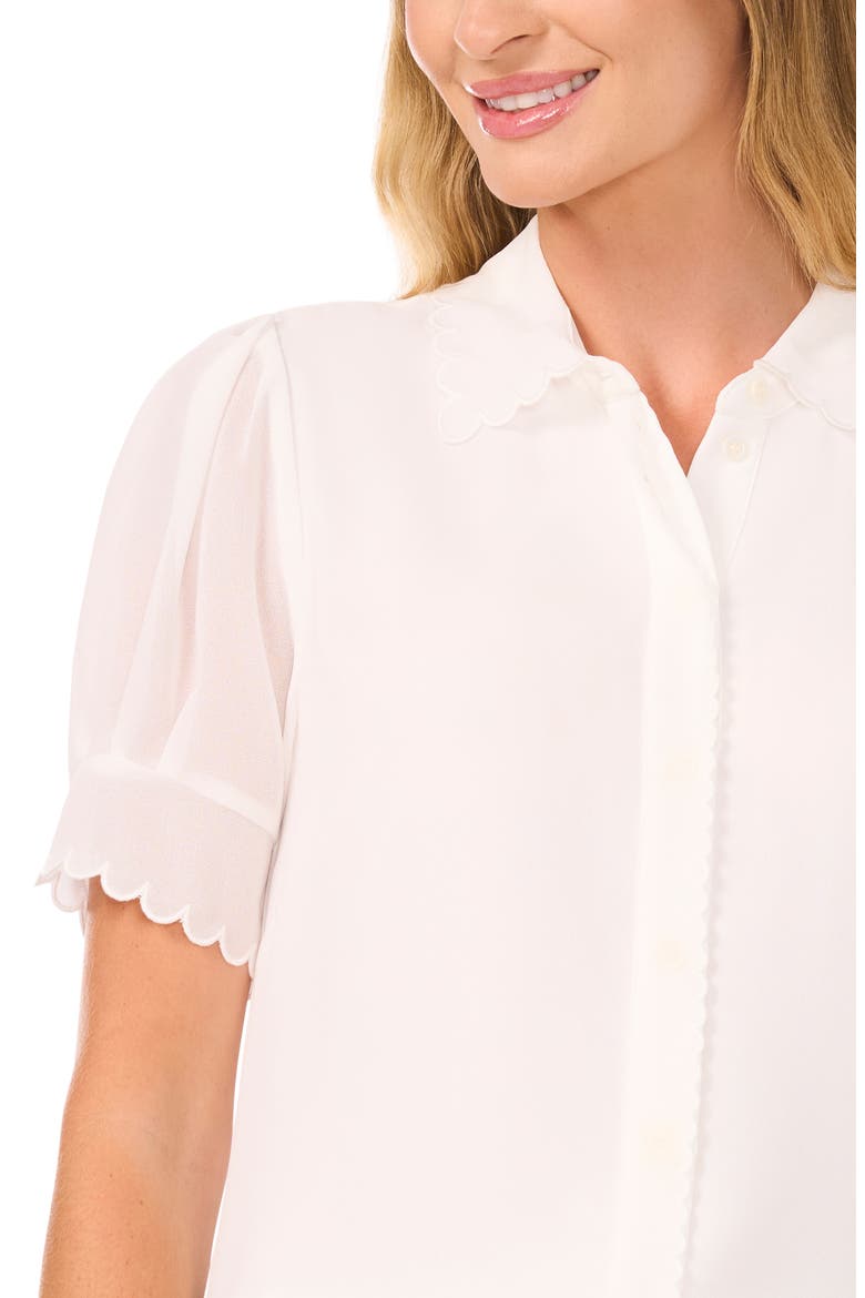 Scallop Trim Button-Up Shirt, Alternate, color, NEW IVORY