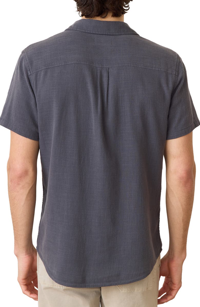 Marine Layer Classic Solid Short Sleeve Stretch Cotton Selvage Button-Up Shirt, Alternate, color, India Ink