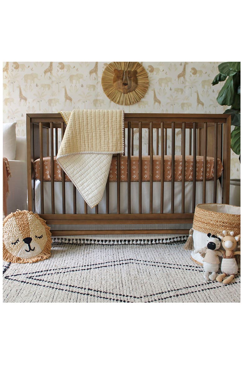 Quilted Cotton Baby Blanket, Alternate, color, TAN/ WHITE
