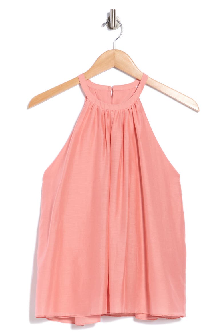 Erna Halter Neck Cotton & Silk Shell, Main, color, ROSE