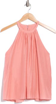 Alice + Olivia Erna Halter Neck Cotton & Silk Shell