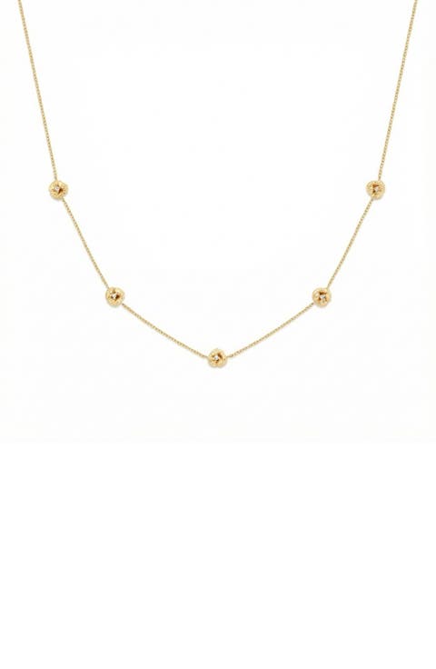 Cubic Zirconia Birthstone Flower Station Necklace