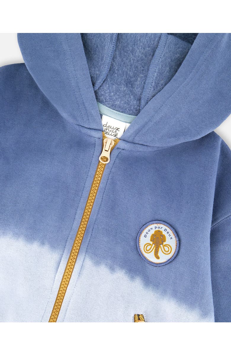 Deux par Deux Full Zip Hooded Fleece Jacket, Alternate, color, Blue