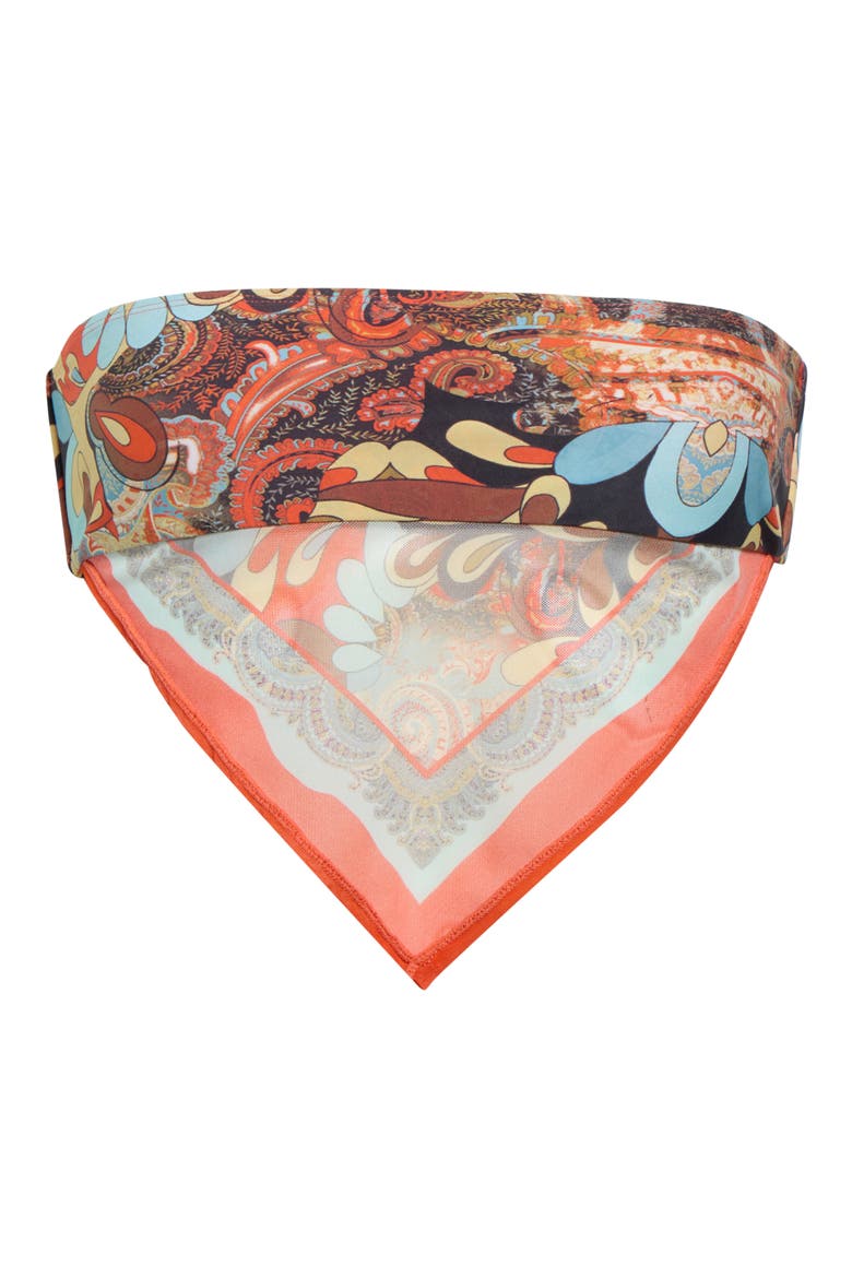 Scarf Print Bikini Top, Main, color, ORANGE