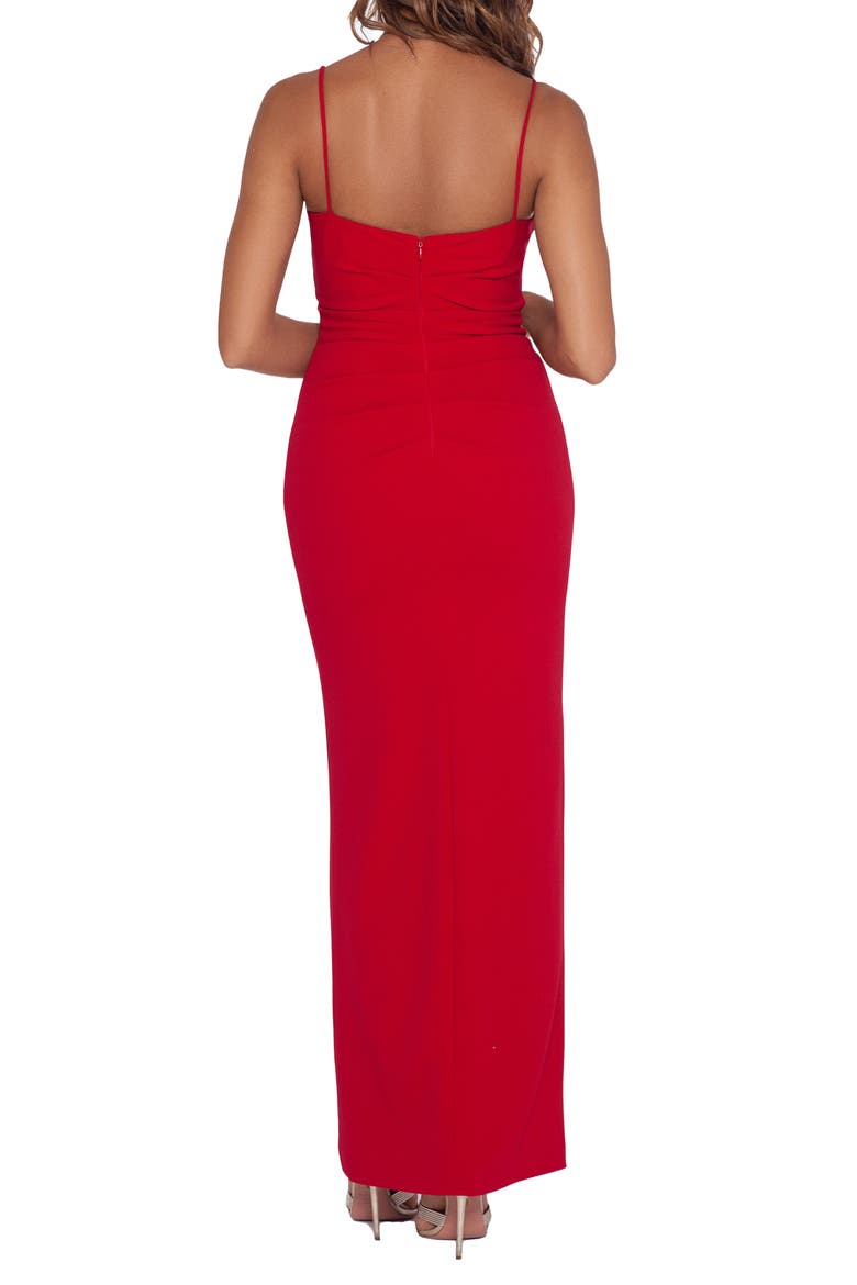 Spaghetti Strap Scuba Crepe Fit & Flare Dress, Alternate, color, RED