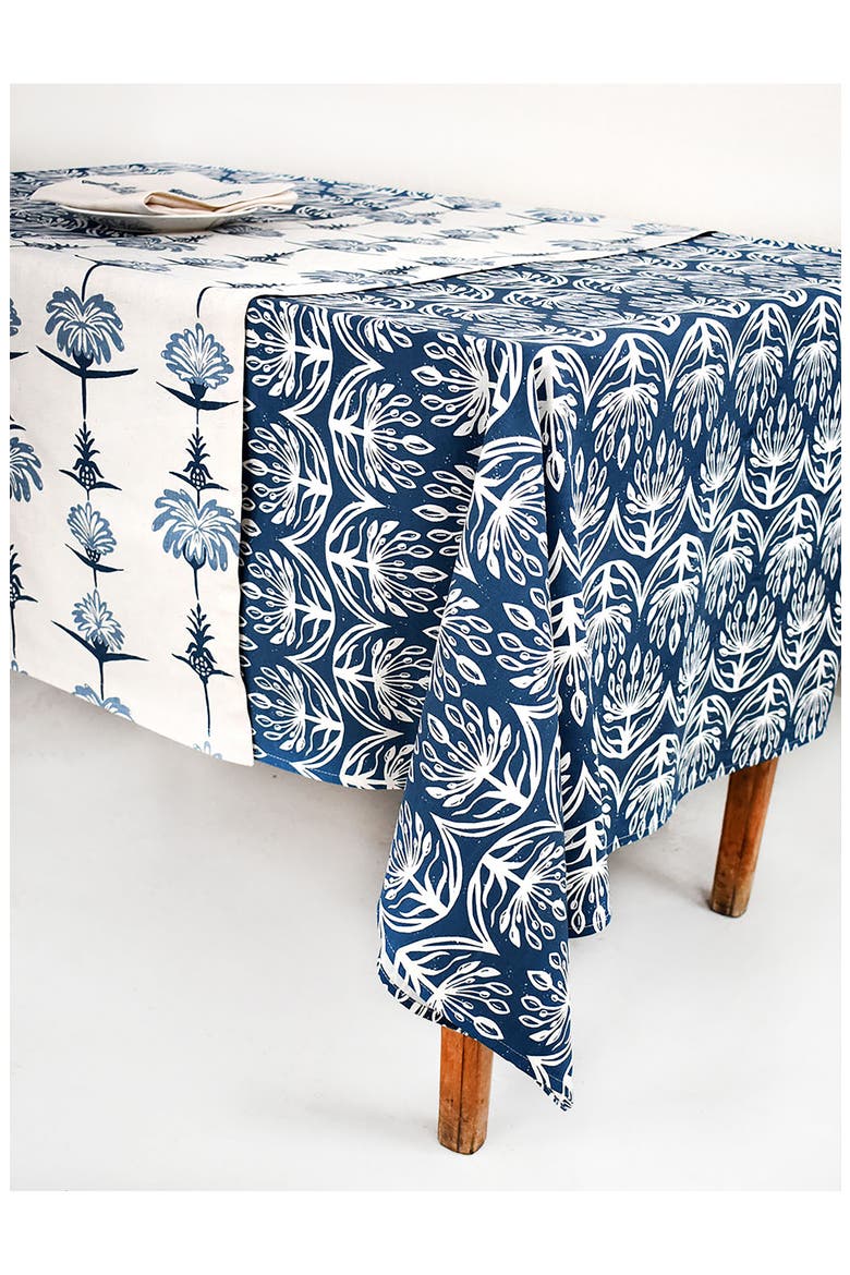 Botanical Tablecloth, Alternate, color, INDIGO