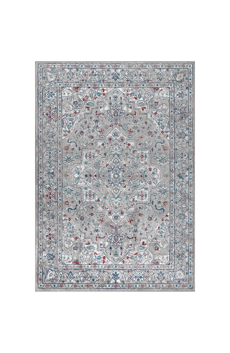 JONATHAN Y Modern Persian Vintage Medallion Area Rug, Main, color, Light Gray/ Multi
