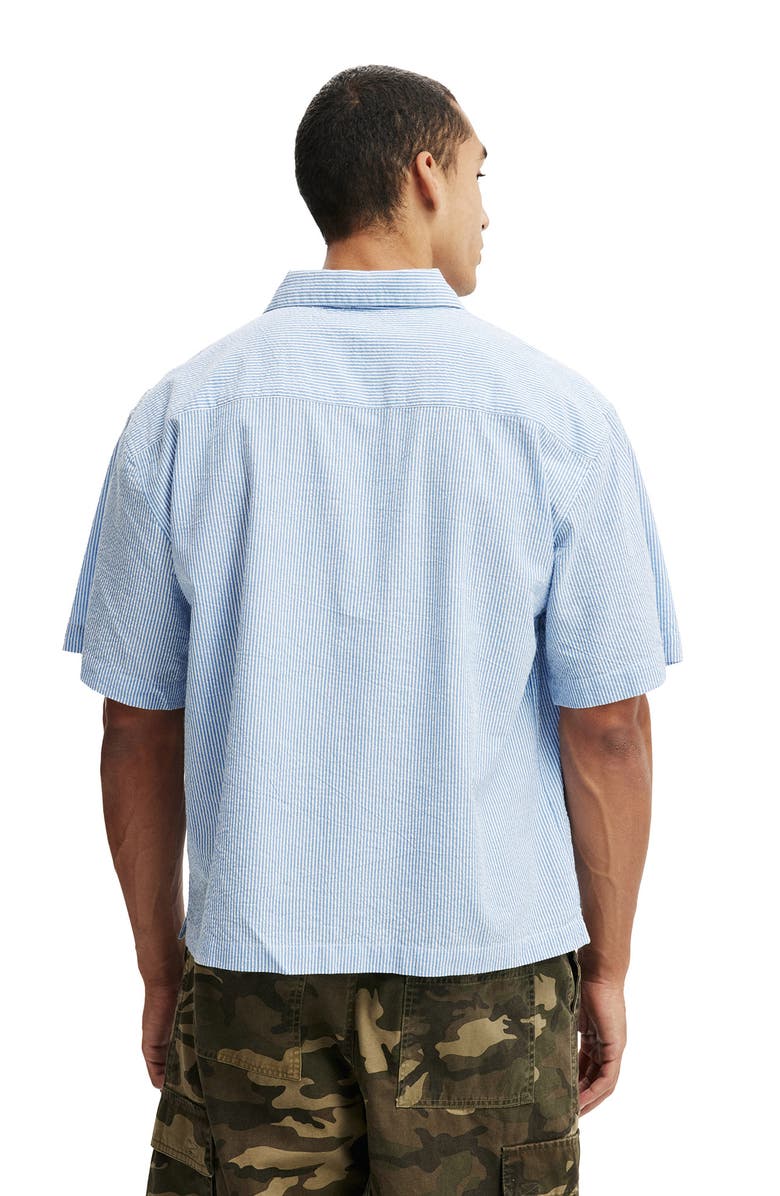 Cotton On Men's Ventura Short Sleeve Shirt, Alternate, color, Blue Stripe Print