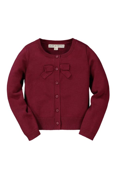 Girls' Bow Front Cardigan, Infant