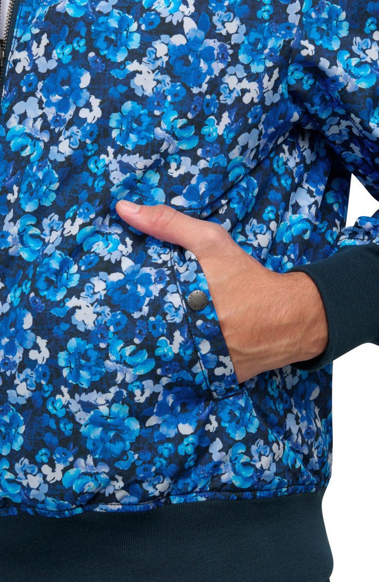 Brooklyn Brigade Slim Fit Floral Reversible Bomber Jacket, Alternate, color, Navy