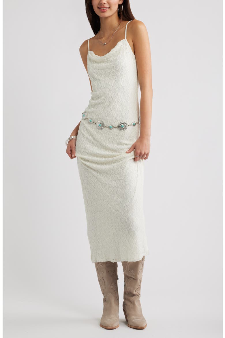 Lace Cowl Neck Maxi Dress, Alternate, color, IVORY
