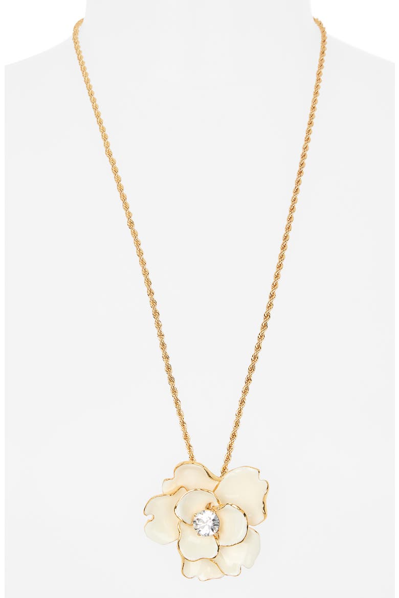 Crystal & Enamel Flower Pendant Necklace, Alternate, color, WHITE