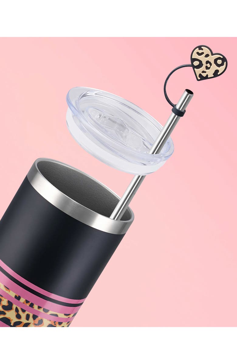 Juicy Couture 24-Ounce Glam Sip Water Bottle, Alternate, color, Black Cheetah