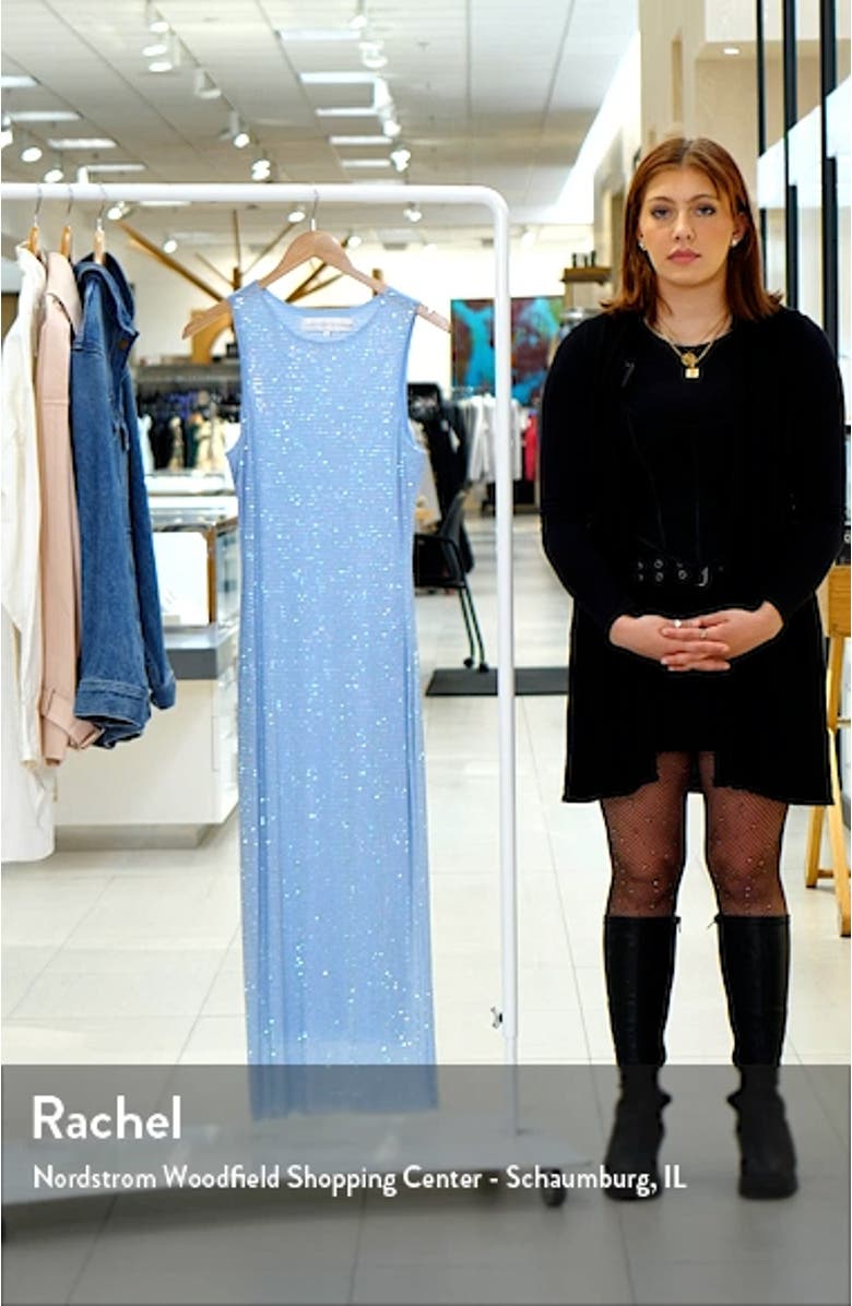 Embellished Rhinestone Mesh Midi Dress, sales video thumbnail