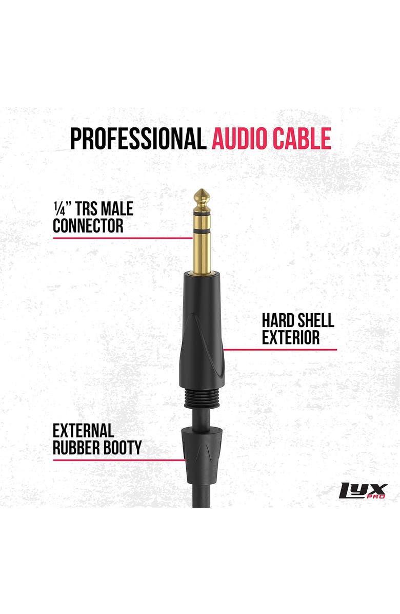 Lyxpro Balanced Audio 1/4 TRS Cable, Male to Male, Durable & Flexible 1/4 to 1/4 Audio Cable, 75 ft, Alternate, color,