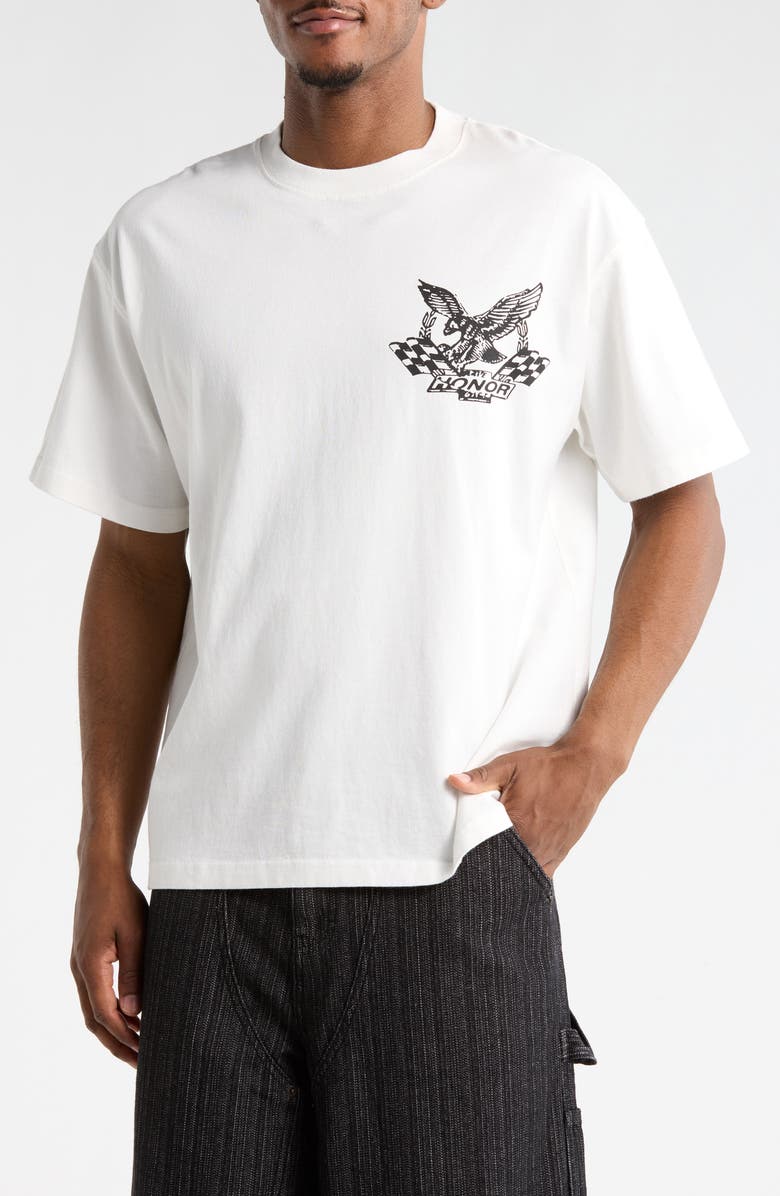 HONOR THE GIFT Motor Oil Graphic T-Shirt, Main, color, White