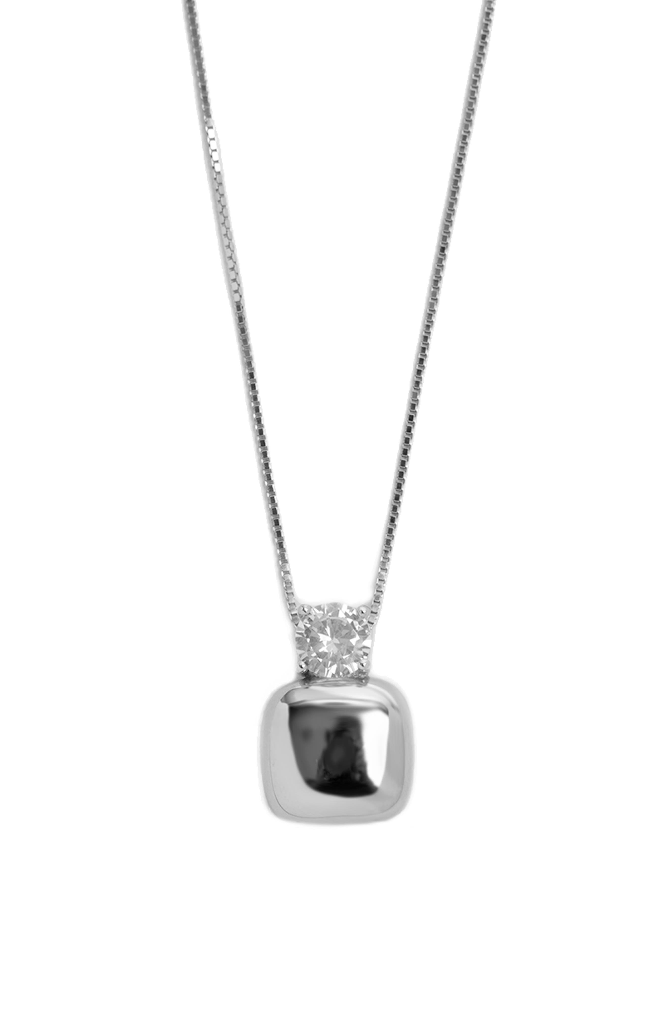 Argento Vivo Sterling Silver Scarlette Cubic Zirconia Cushion Pendant Necklace