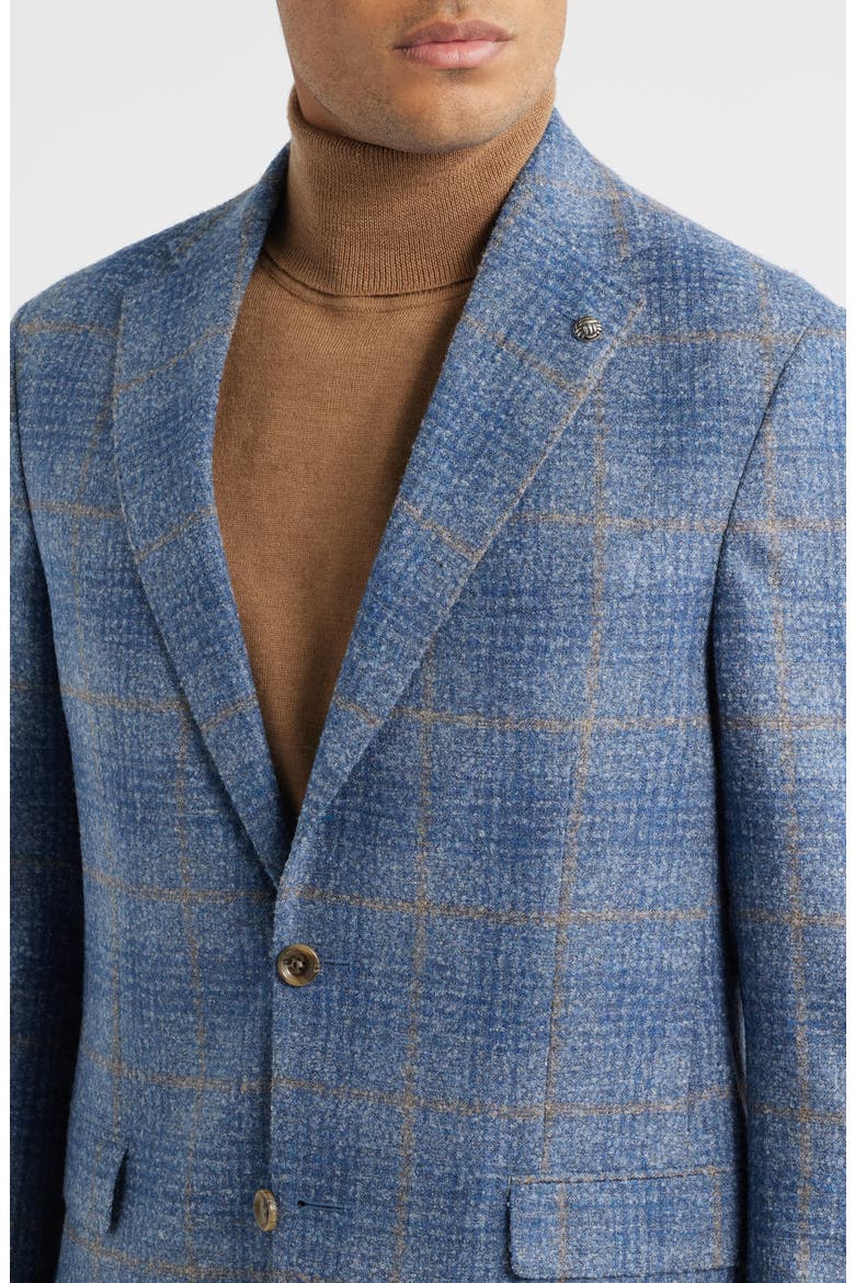McAllen Blue Windowpane Check Soft Constructed Alpaca & Wool Blend Sport Coat, Alternate, color, BLUE