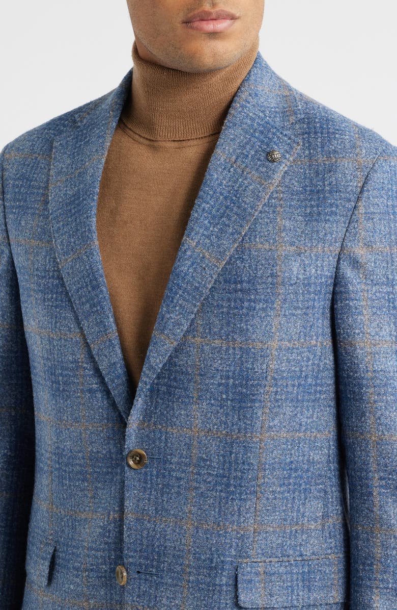 Jack Victor McAllen Blue Windowpane Check Soft Constructed Alpaca & Wool Blend Sport Coat, Alternate, color, 