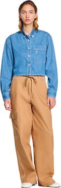 SANDRO Denim cropped shirt