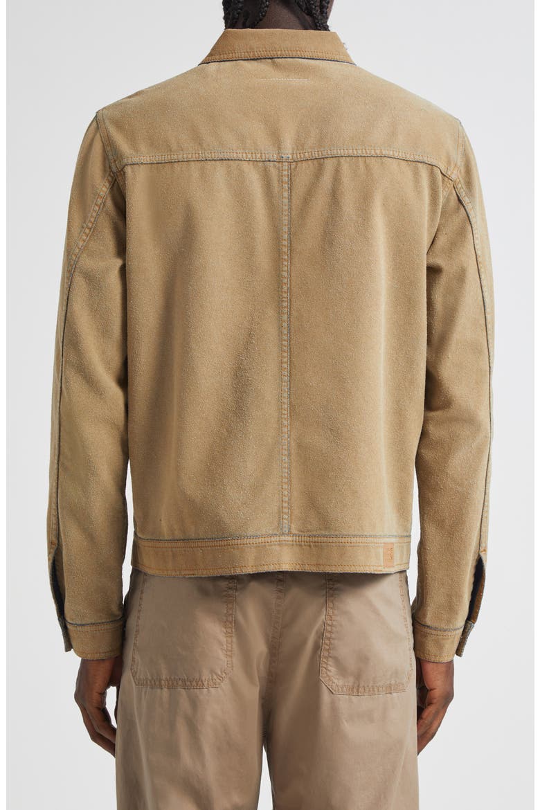 Faux Suede Bonded Denim Jacket, Alternate, color, SAND