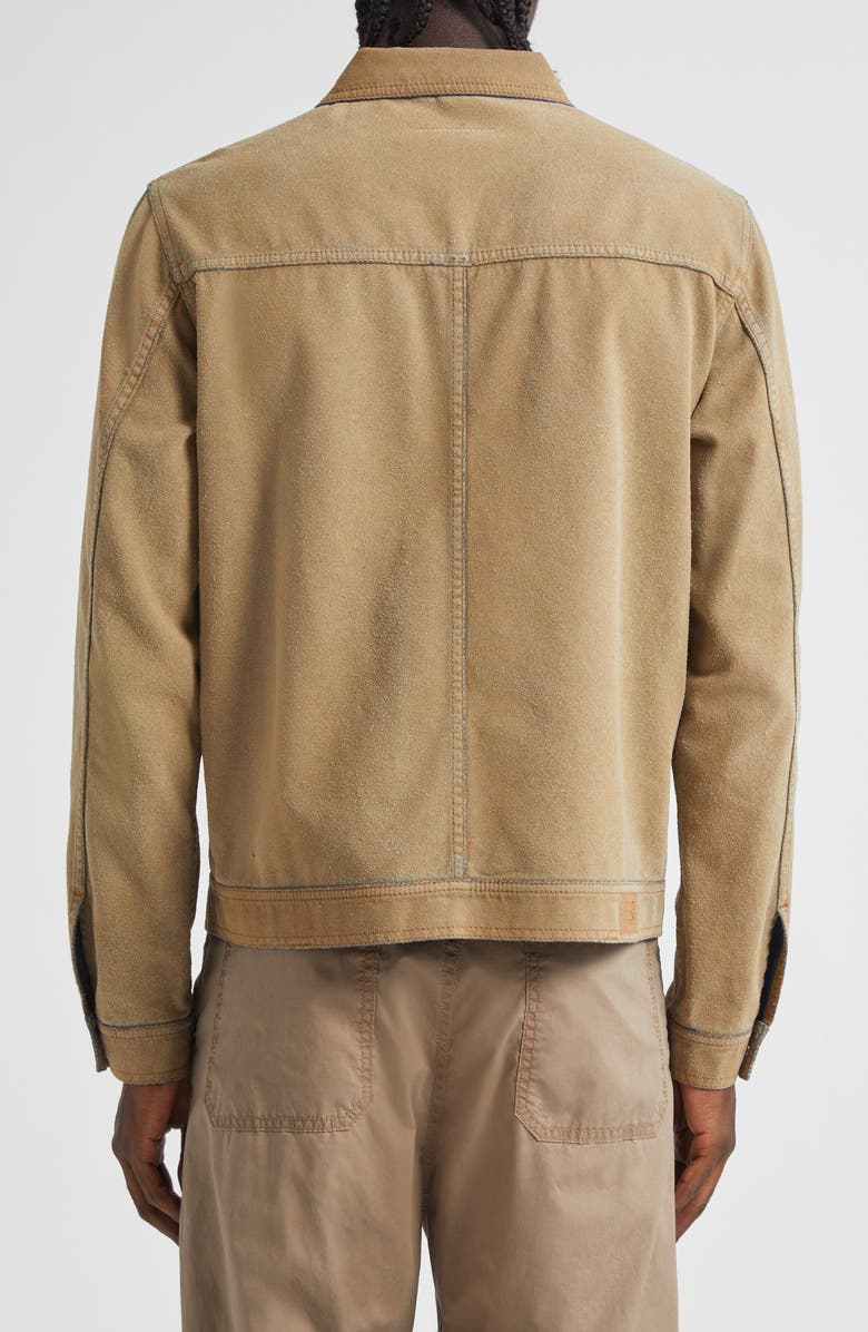 MM6 Maison Margiela Faux Suede Bonded Denim Jacket, Alternate, color, Sand