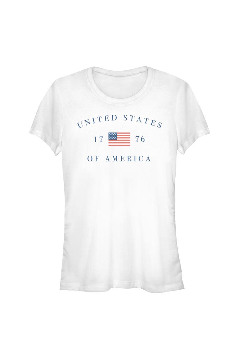 Juniors Lost Gods United States of America 1776 T Shirt, Main, color, White