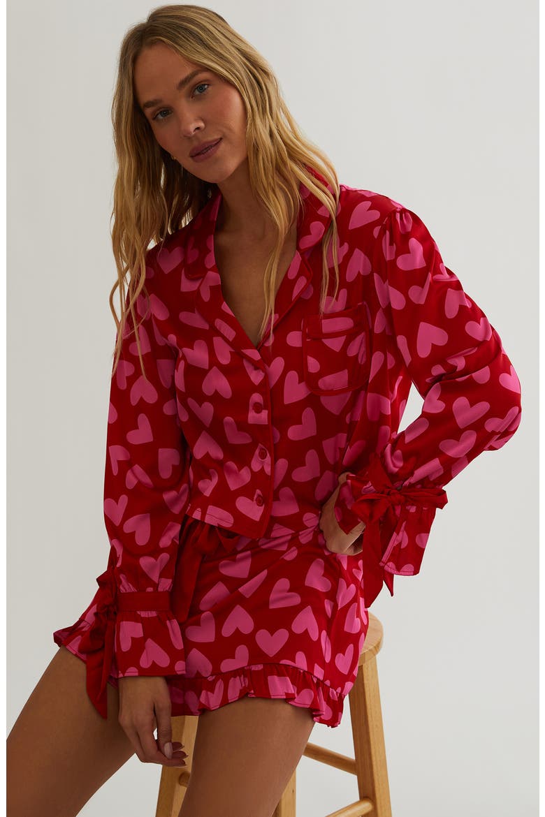 Aurora & Luna Heart Print Short Pajamas, Alternate, color, VALENTINE HEART