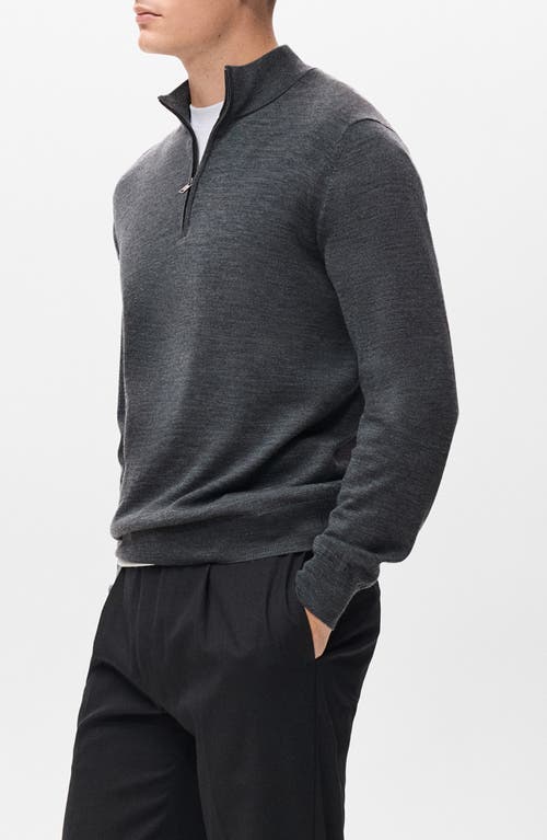 Mango Perkins Wool Quarter Zip Sweater In Gray