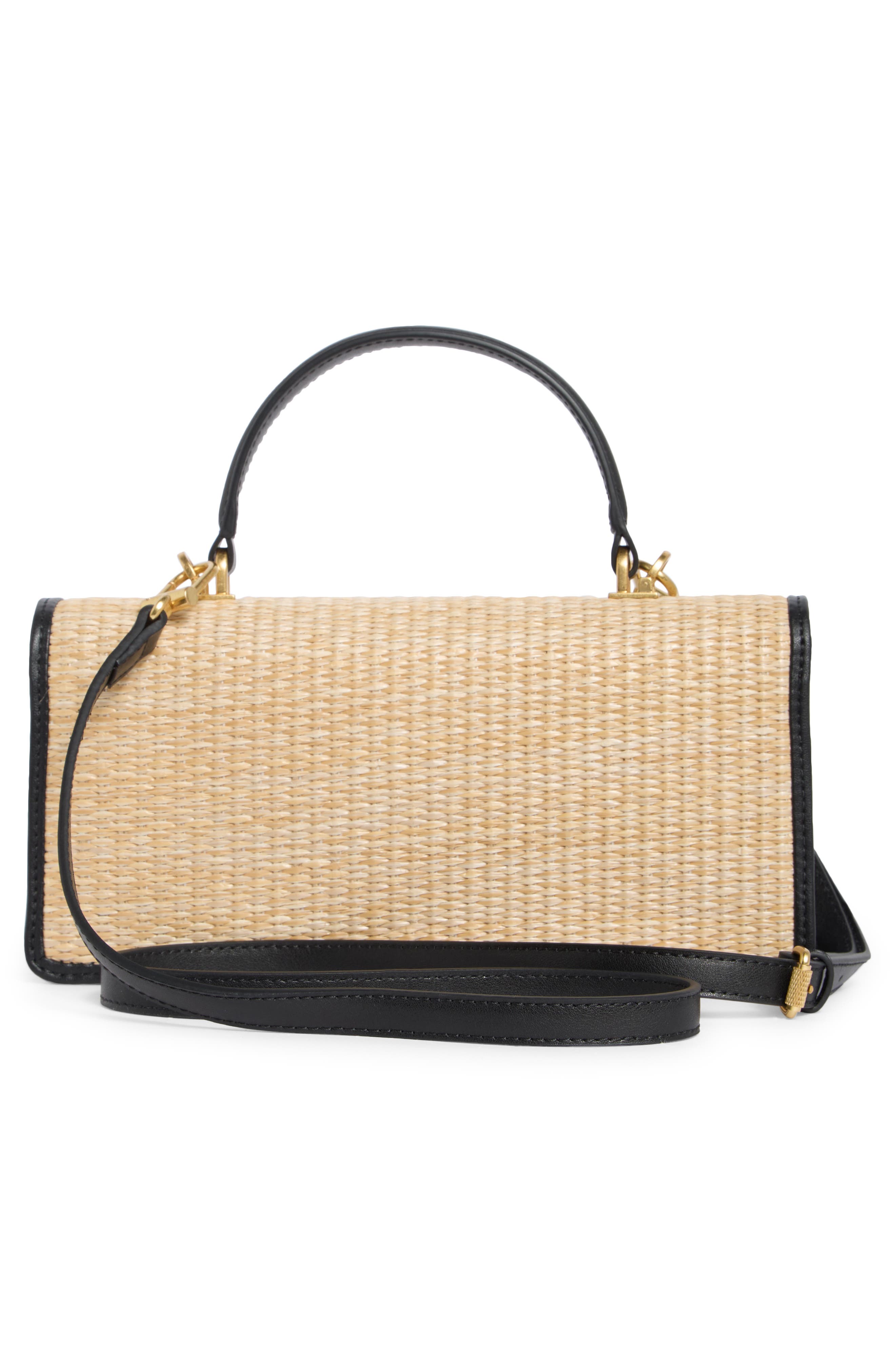 Off-White Jitney Straw East/West Top Handle Bag, Alternate, color, Natural