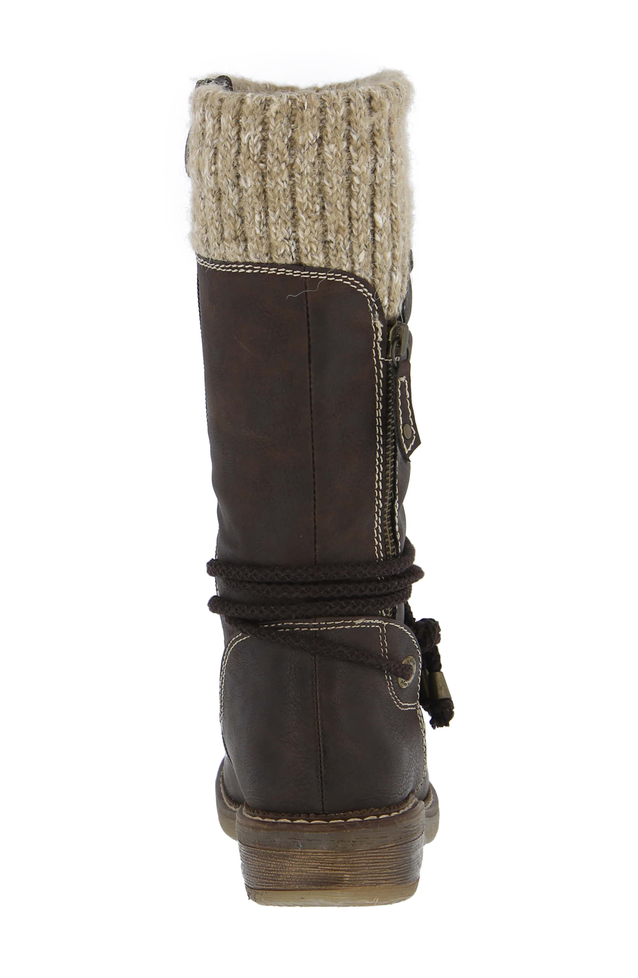 Acaphine Water Resistant Boot, Alternate, color, DARK BROWN FAUX LEATHER