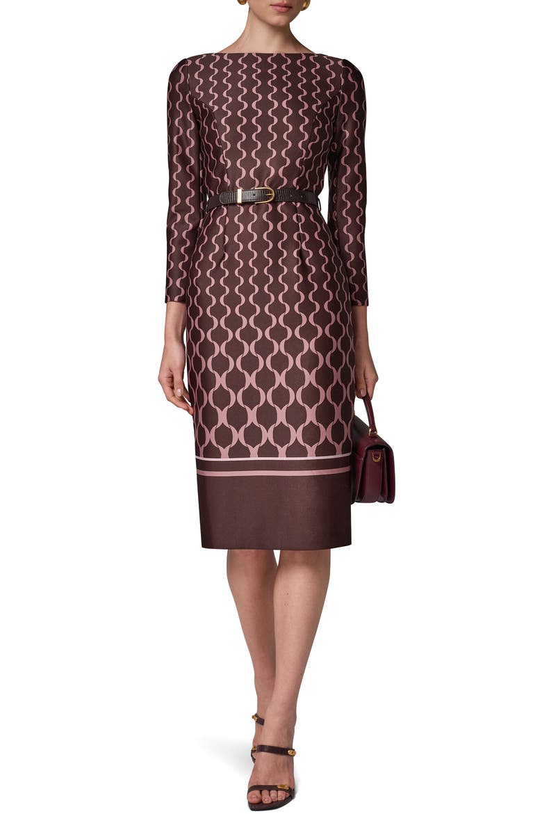 Chain Link Print Sheath Dress, Alternate, color, ESPRES MUL