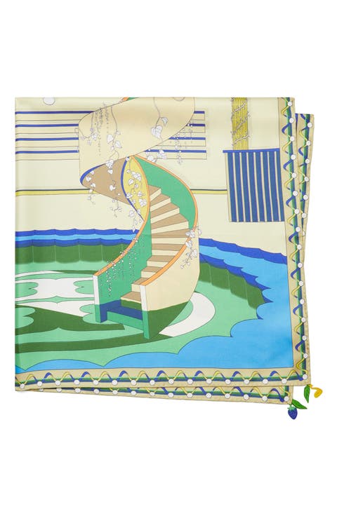 The Pool Square Silk Scarf
