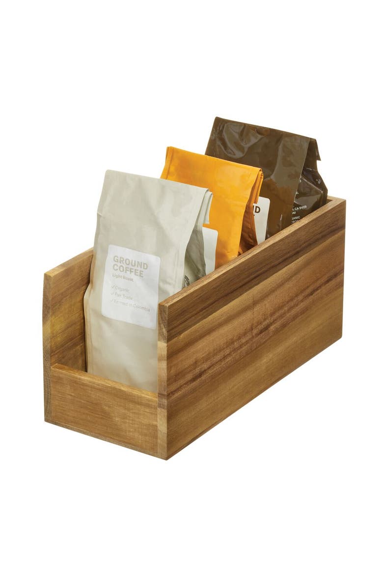 Acacia Wood Open-Front Pantry Bin for Kitchen Organization, Main, color, Natural - 1 Pack