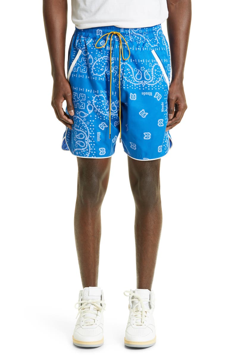 Rhude Bandana Print Lyocell Track Shorts, Main, color, 