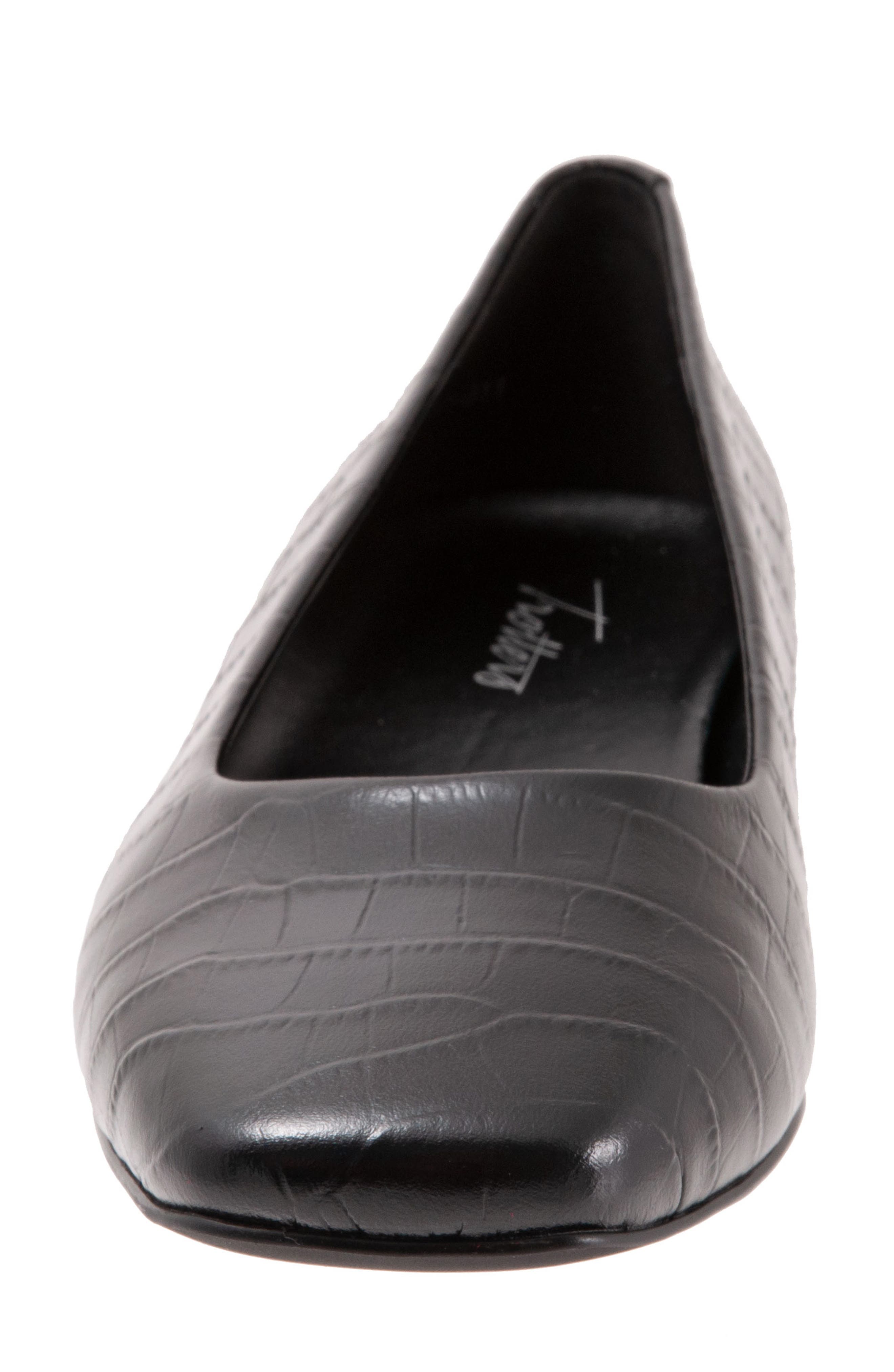 Trotters Honor Flat - Multiple Widths Available, Alternate, color, Black Croc Print Leather