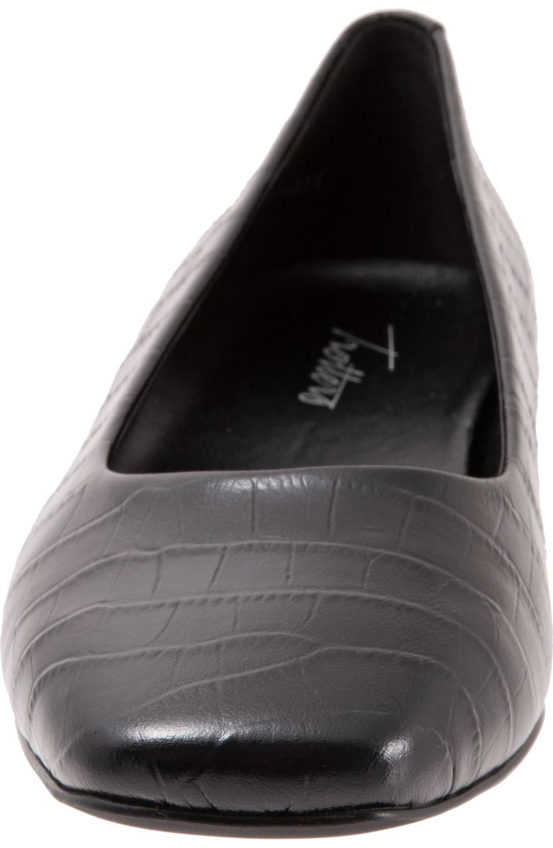 Trotters Honor Flat - Multiple Widths Available, Alternate, color, Black Croc Print Leather