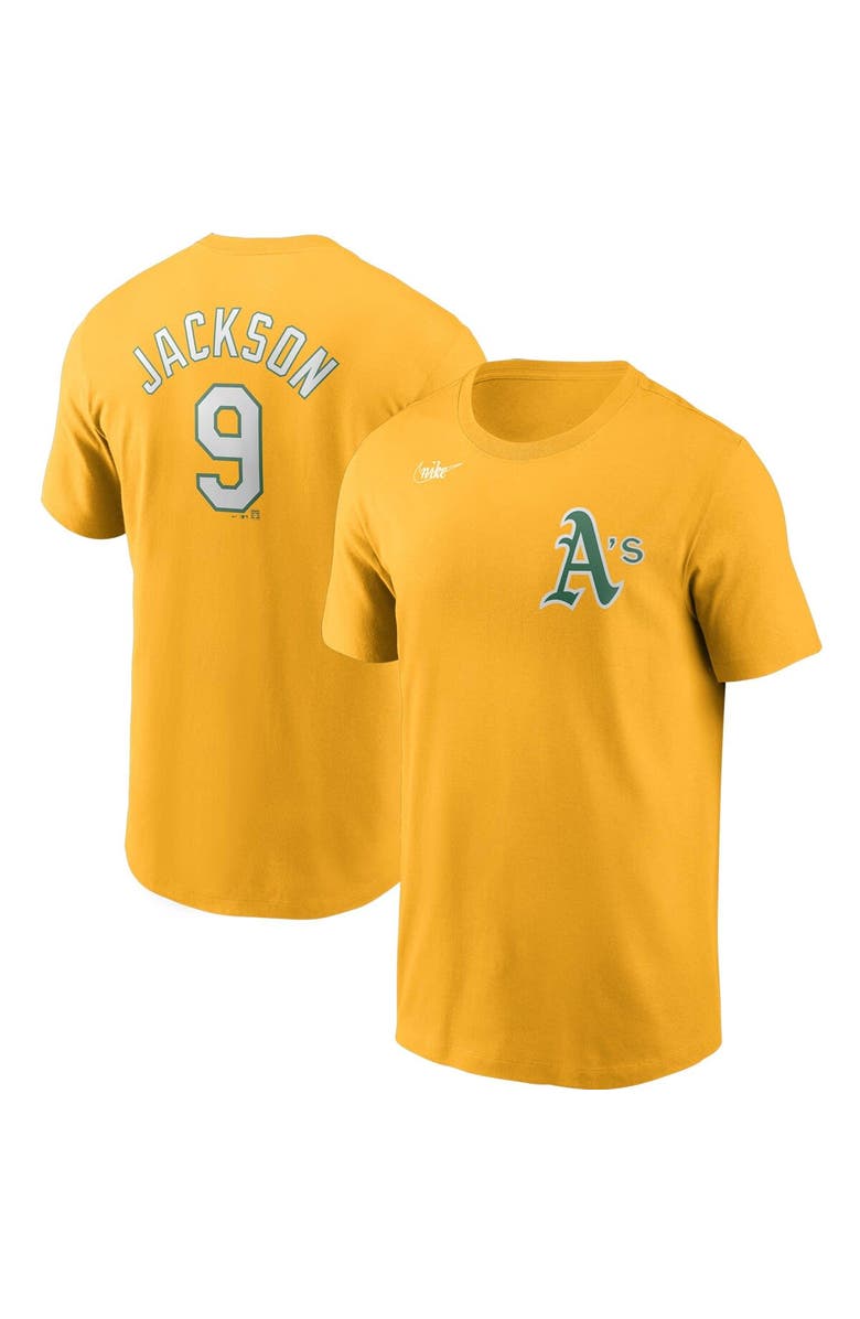 Nike Men's Nike Reggie Jackson Gold Oakland Athletics Cooperstown Collection Name & Number T-Shirt, Main, color, 