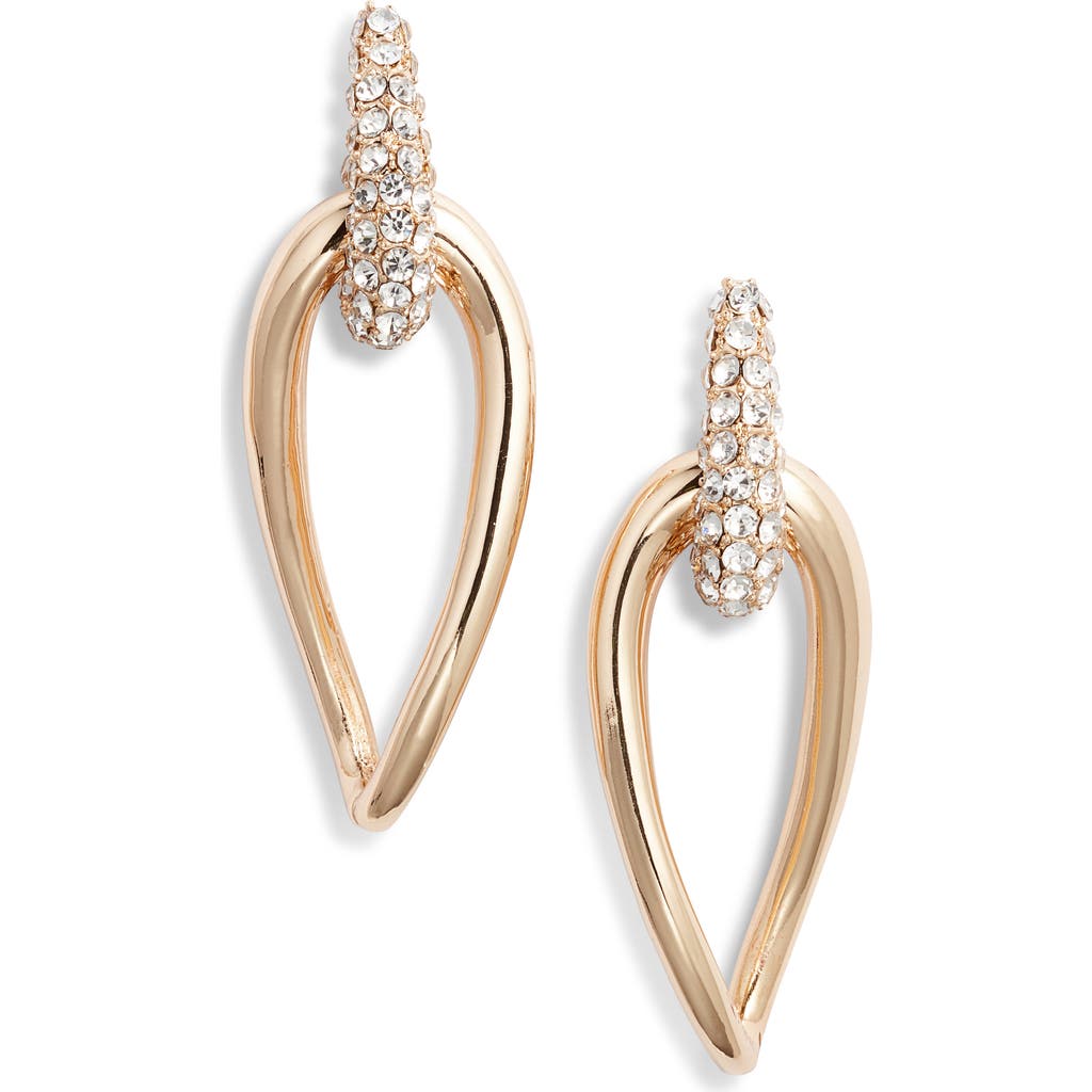 Open Edit Pavé Teardrop Frontal Hoop Earrings In Clear- Gold