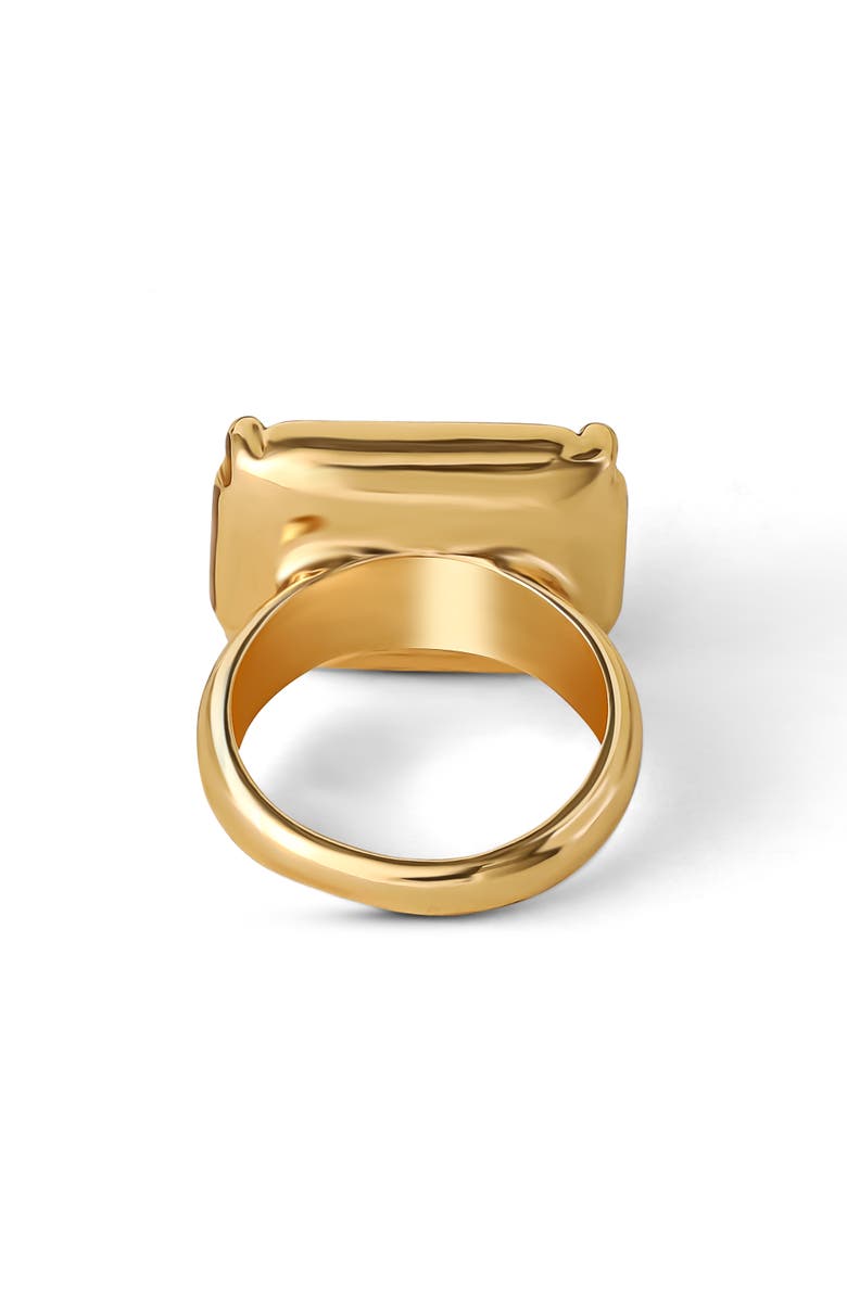 Jessica Simpson Gold-Tone Smoky Black Rectangle Stone Ring, Alternate, color, 