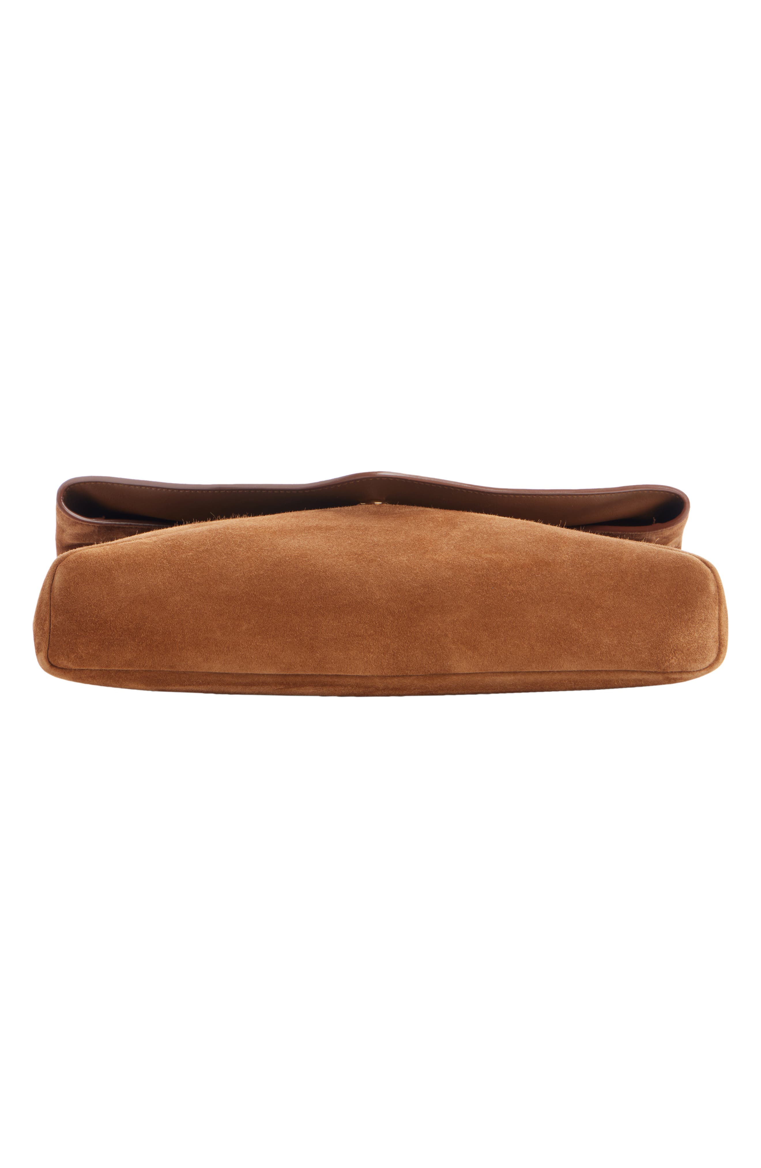 Large Envelope Suede Pouch on Chain, Alternate, color, CARAMEL COGNAC