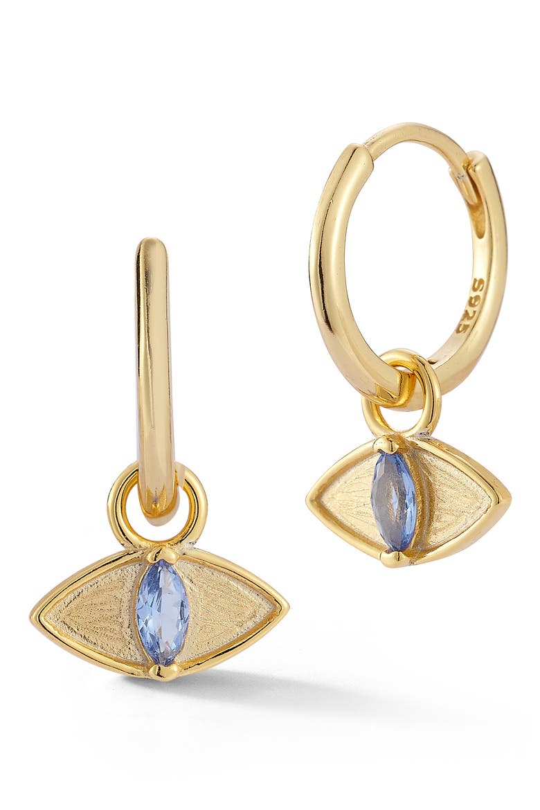 CZ Eye Drop Huggie Hoop Earrings, Main, color, GOLD